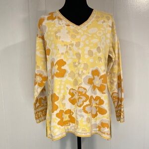 Soft Surroundings V-Neck Floral Cotton Tunic Sweater Size Medium